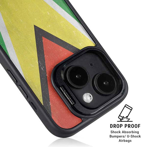 Guyana Flag Distressed iPhone 15 Plus Kickstand Case
